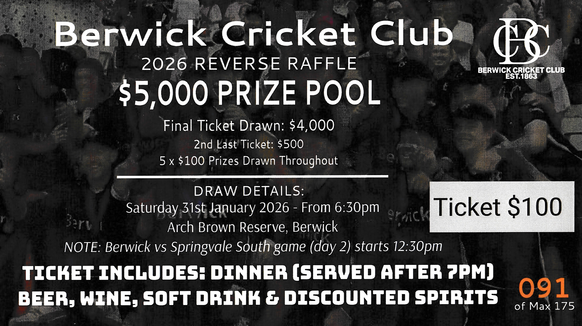 Best Reverse Raffle Ever 2026 Reverse Raffle | Berwick Cricket Club