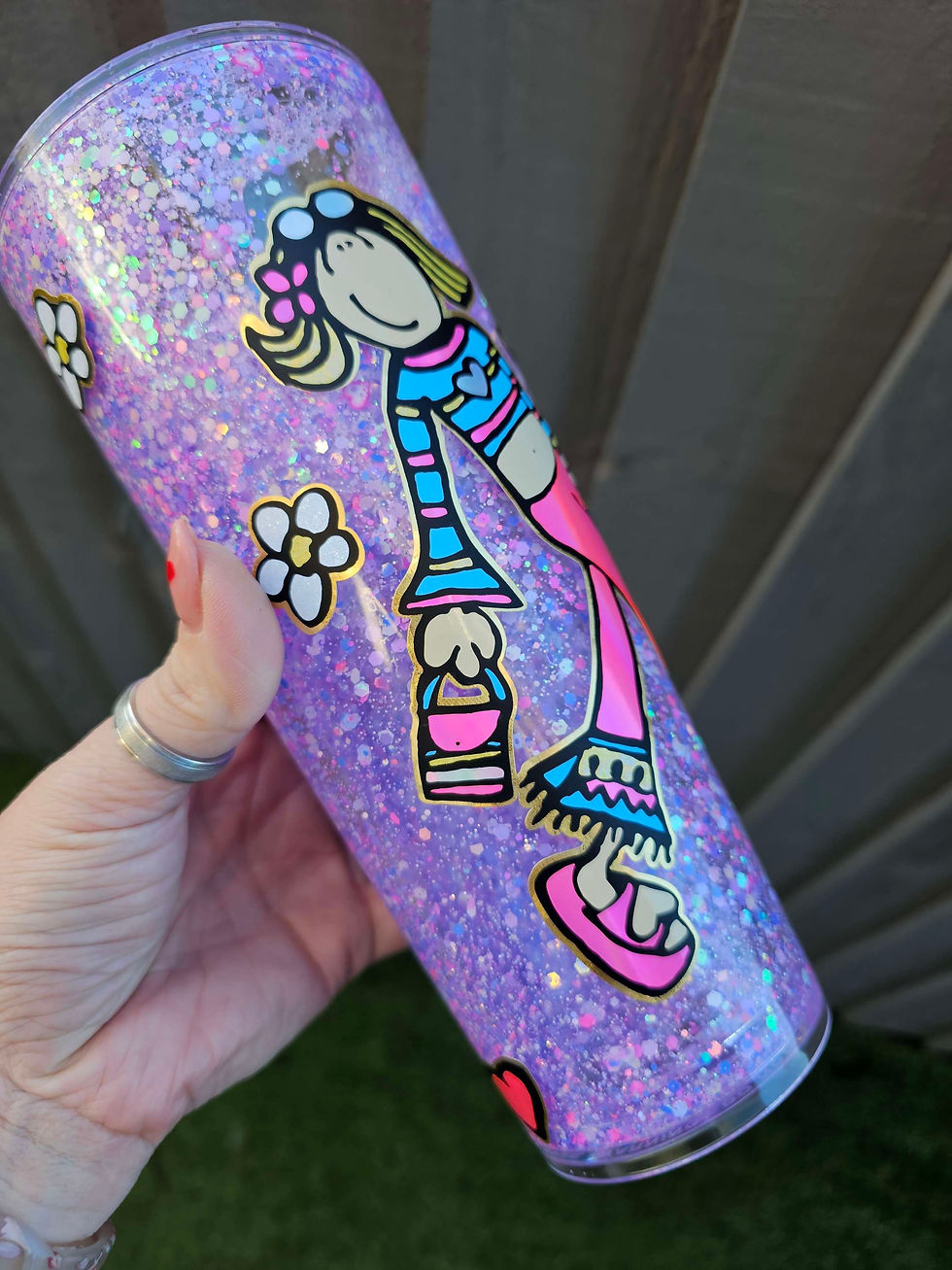 Thumbnail: Groovy Chick Glow Up Snow Globe Tumbler | Glitter Drinkware