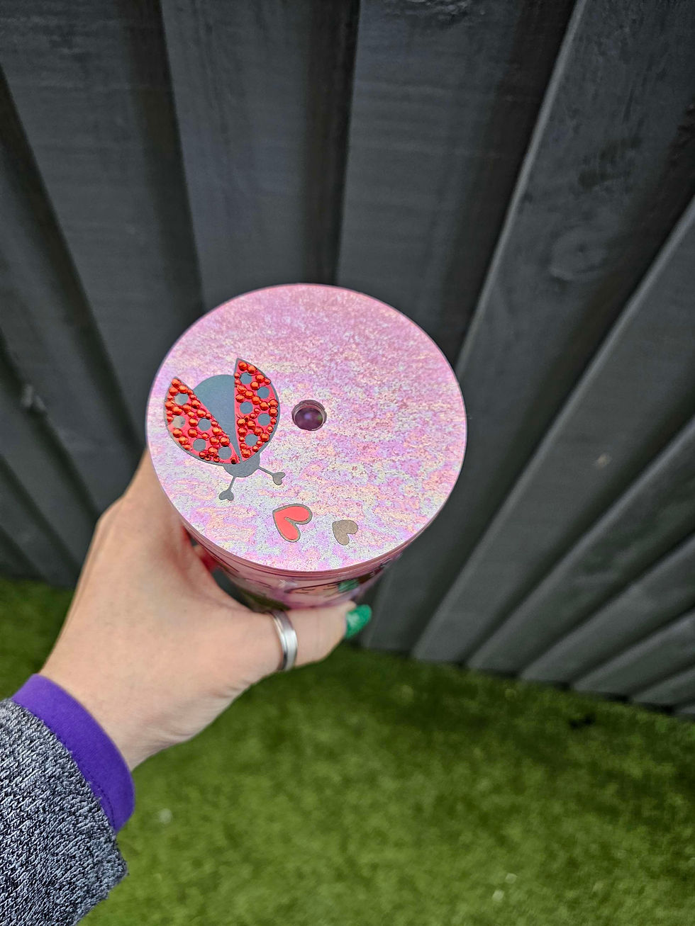 Thumbnail: Stitch Ladybug Snow Globe Tumbler | Glitter Drinkware