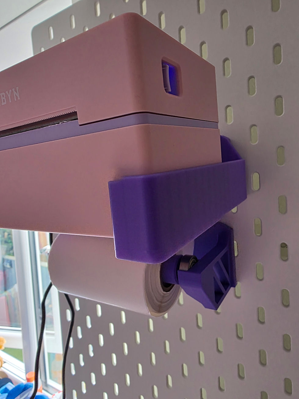 Thumbnail: 3D printed Skadis Peg Board Munbyn Thermal Label Printer mount holder