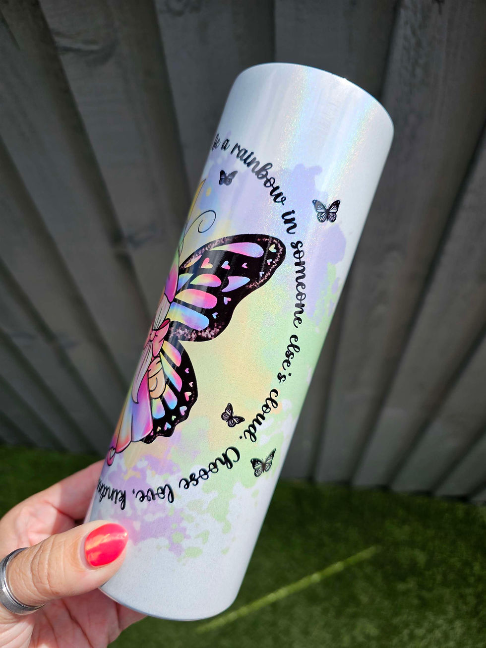 Thumbnail: Magnificent Positivity | Gonk | Butterfly Rainbow Tumbler | Drinkware
