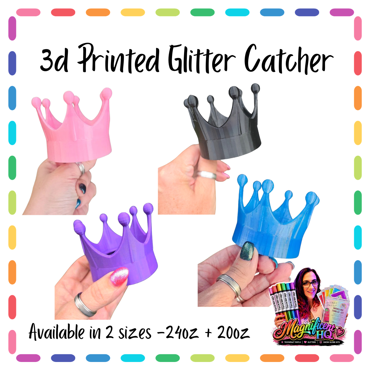 3D Printed Glitter Catcher Crown for 24oz and 20oz Snowglobes