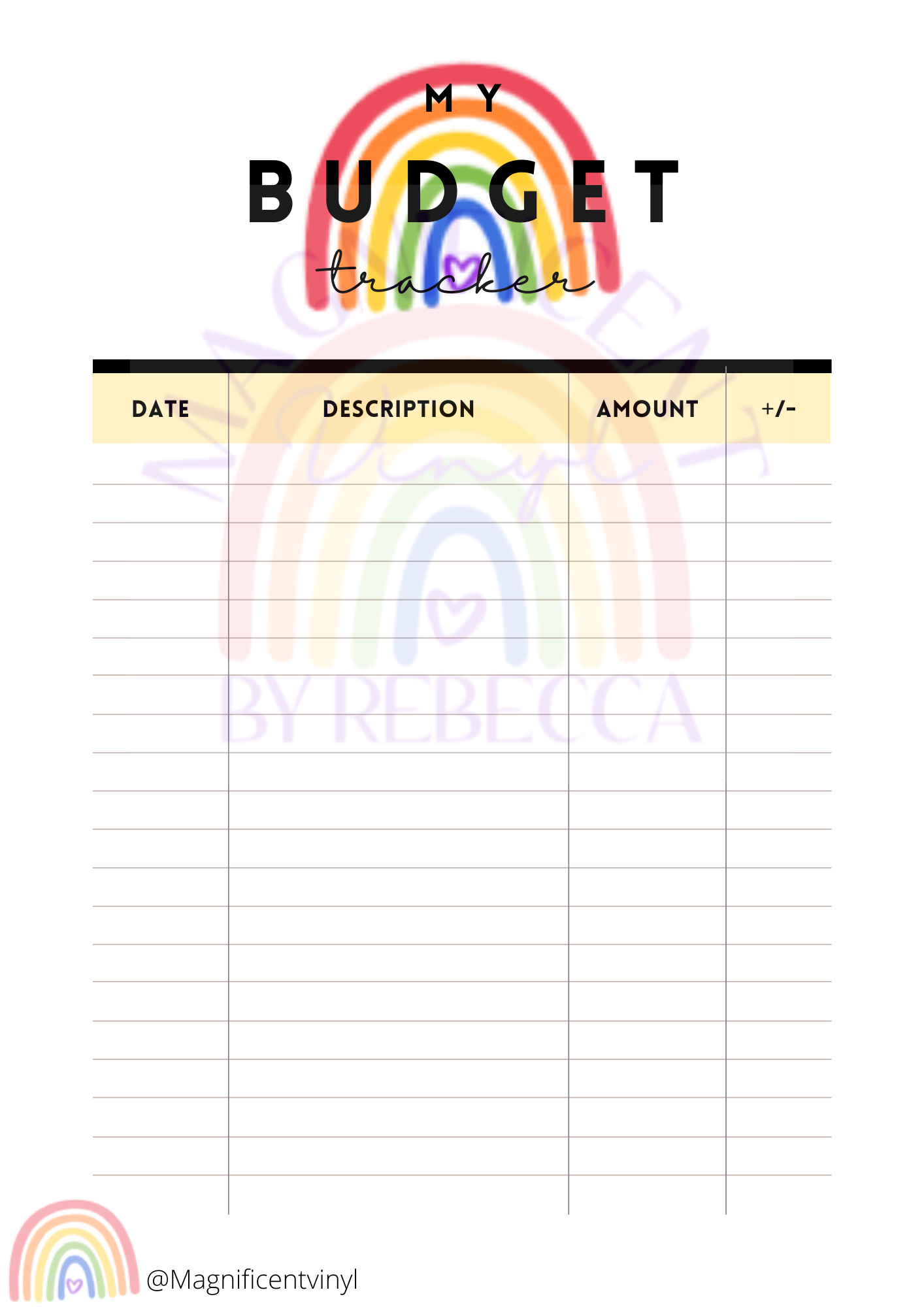 Budget Tracker Printable Sheet - Digital File