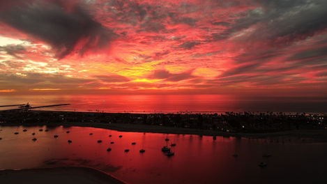 Drone photography of a Sunset over Mission Beach, San Diego, CA