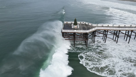Drone photography of Christmas at Crystal Pier, San Diego, CA