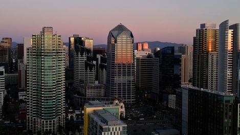 Commercial drone photography of Sunset at Downtown San Diego, CA