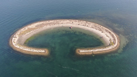 Drone photography of a Fly over Horseshoe Island, Mission Bay, San Diego, CA