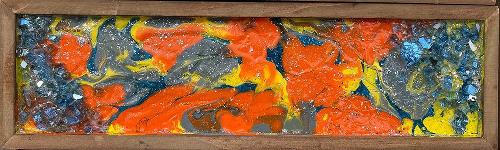 Thumbnail: Acrylic pour wooden Shadowbox 