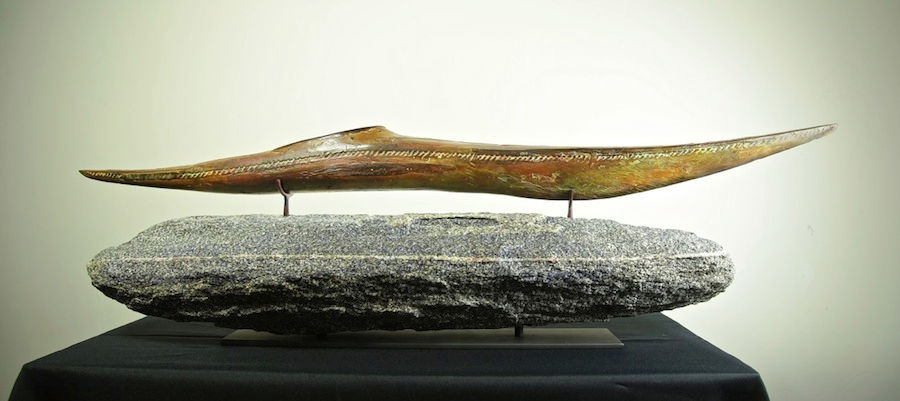 bronze kayak titled SOLD Waterlines by neil clifford