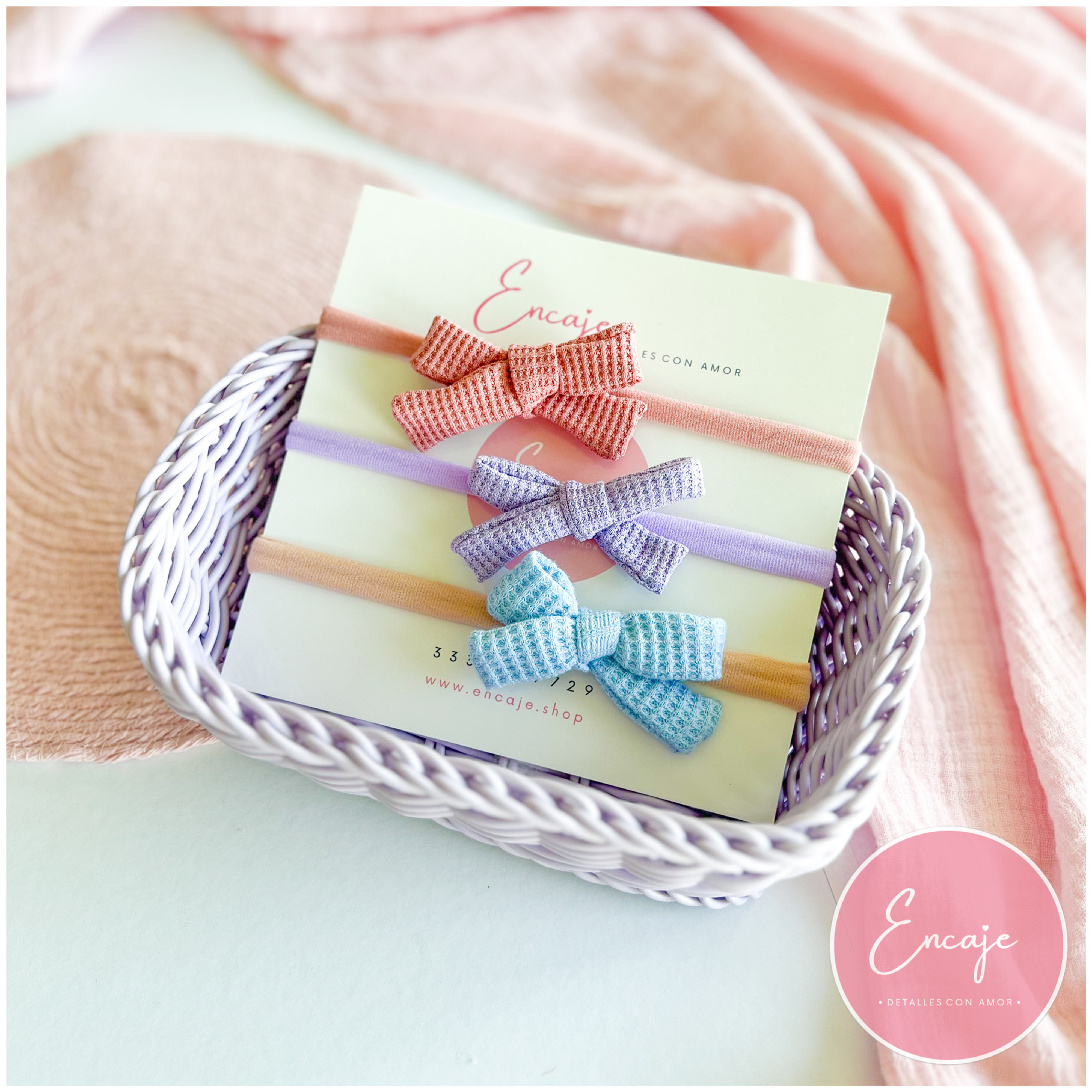Set 3 moño wafle (Tiara o Clip)