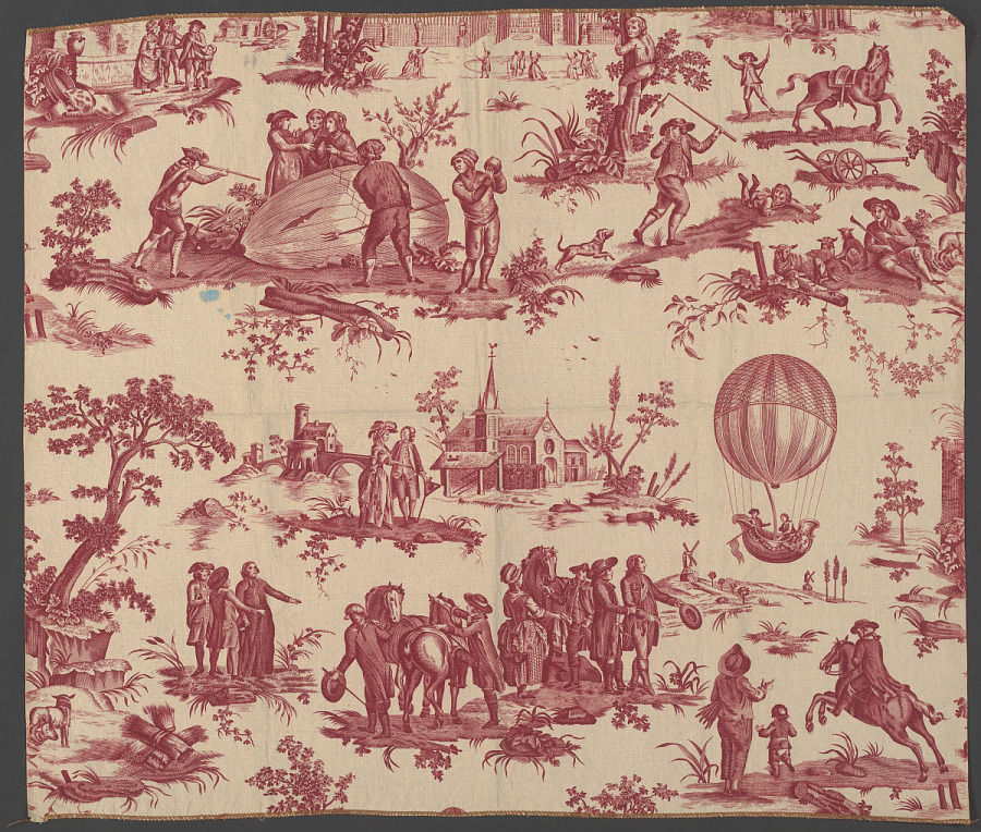 Toile de Jouy fabric with a balloon print. Image source: Smithsonian, National Air and Space Museum
