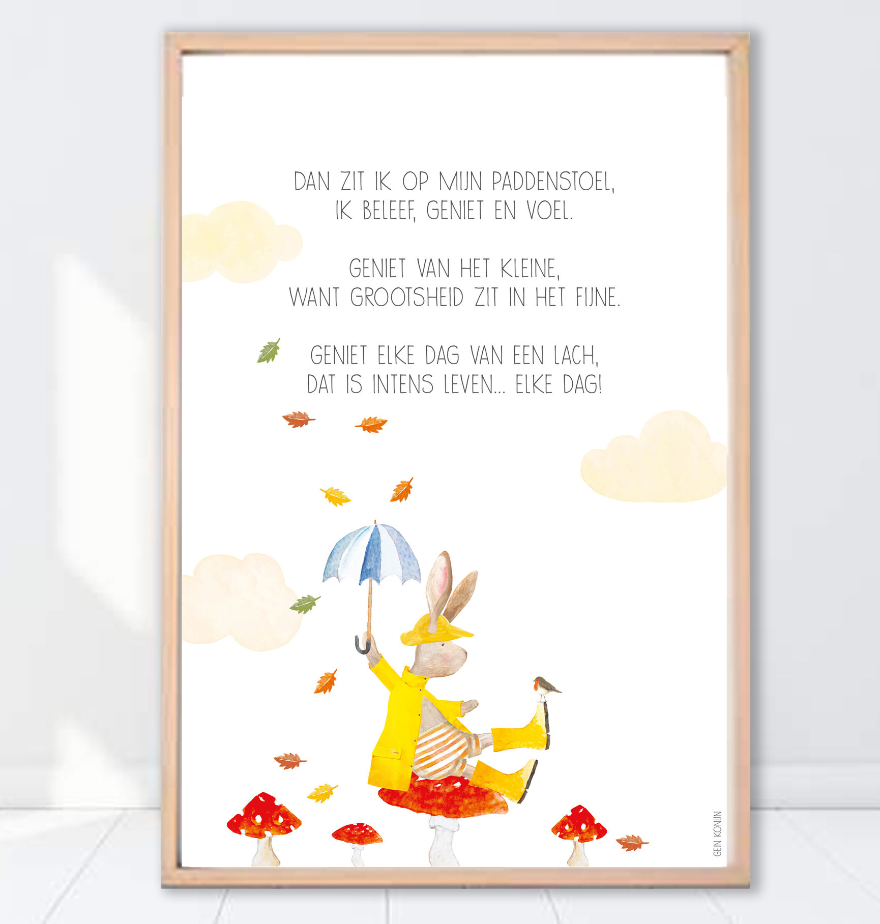 Poster Gein Konijn paddestoel