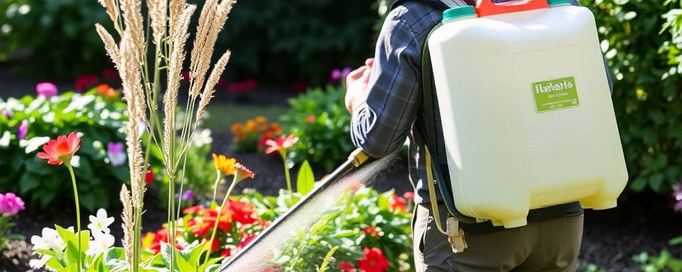professional applying weed spray in garden ti control invasive weeds in adelaide SA