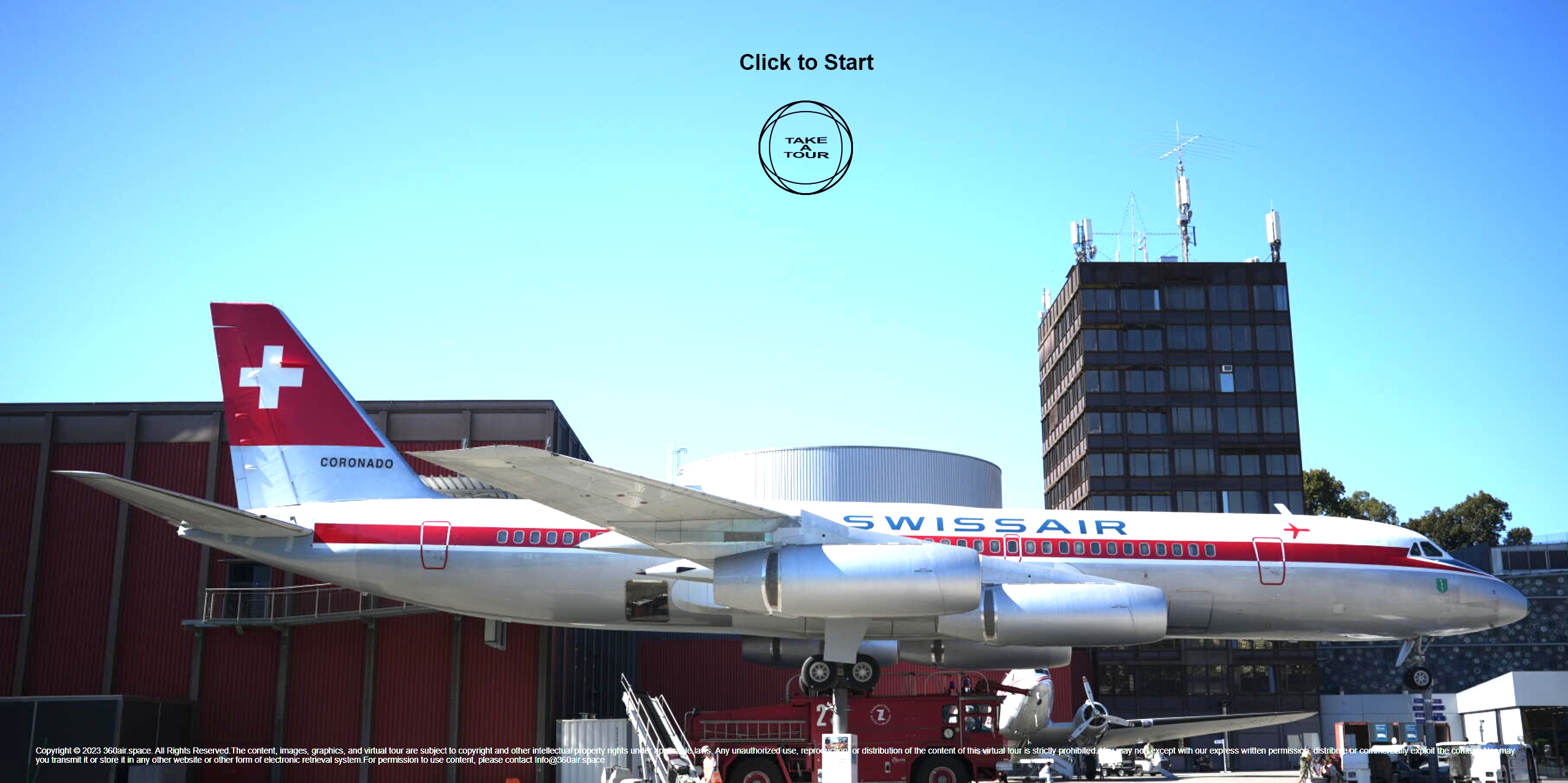 360-degree aircraft virtual tour preview of a classic Swissair aircraft interior