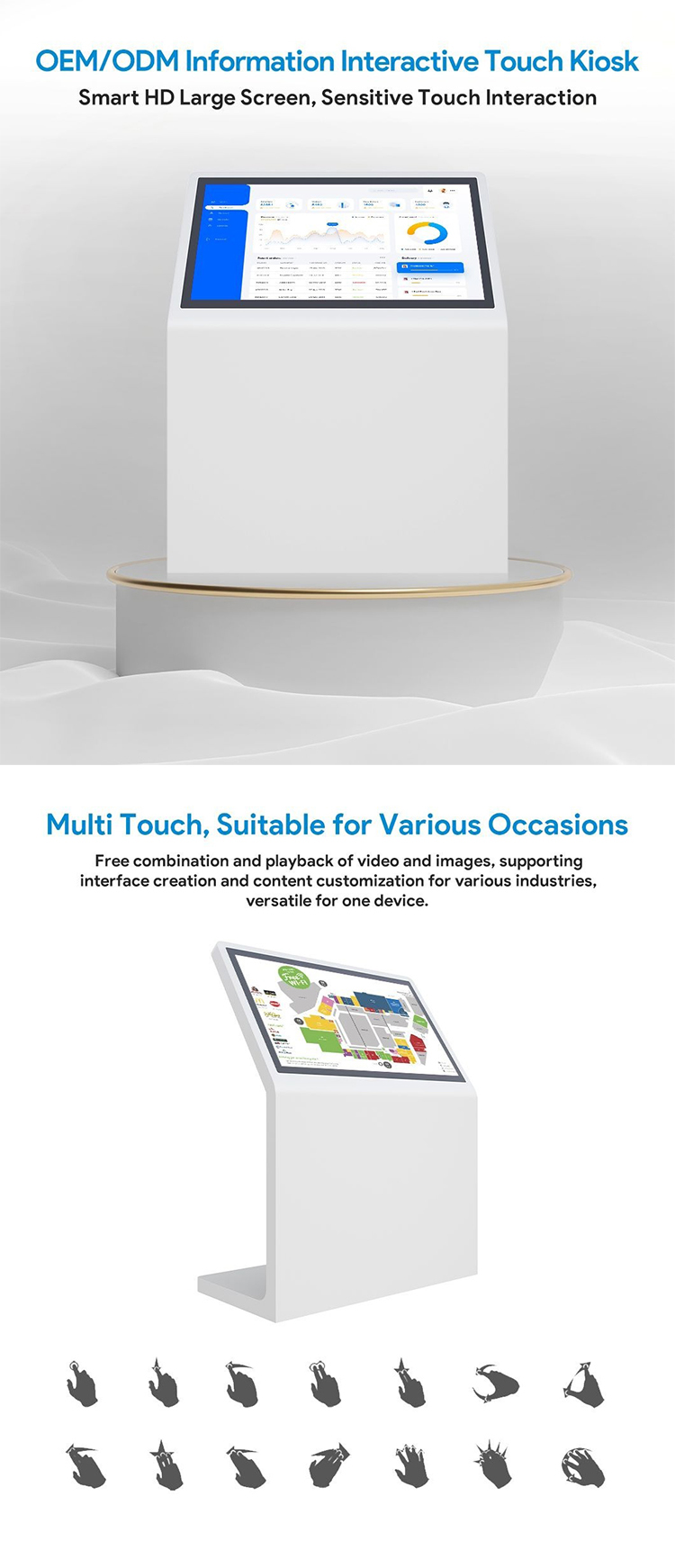 Digital information kiosk with interactive display for virtual tours