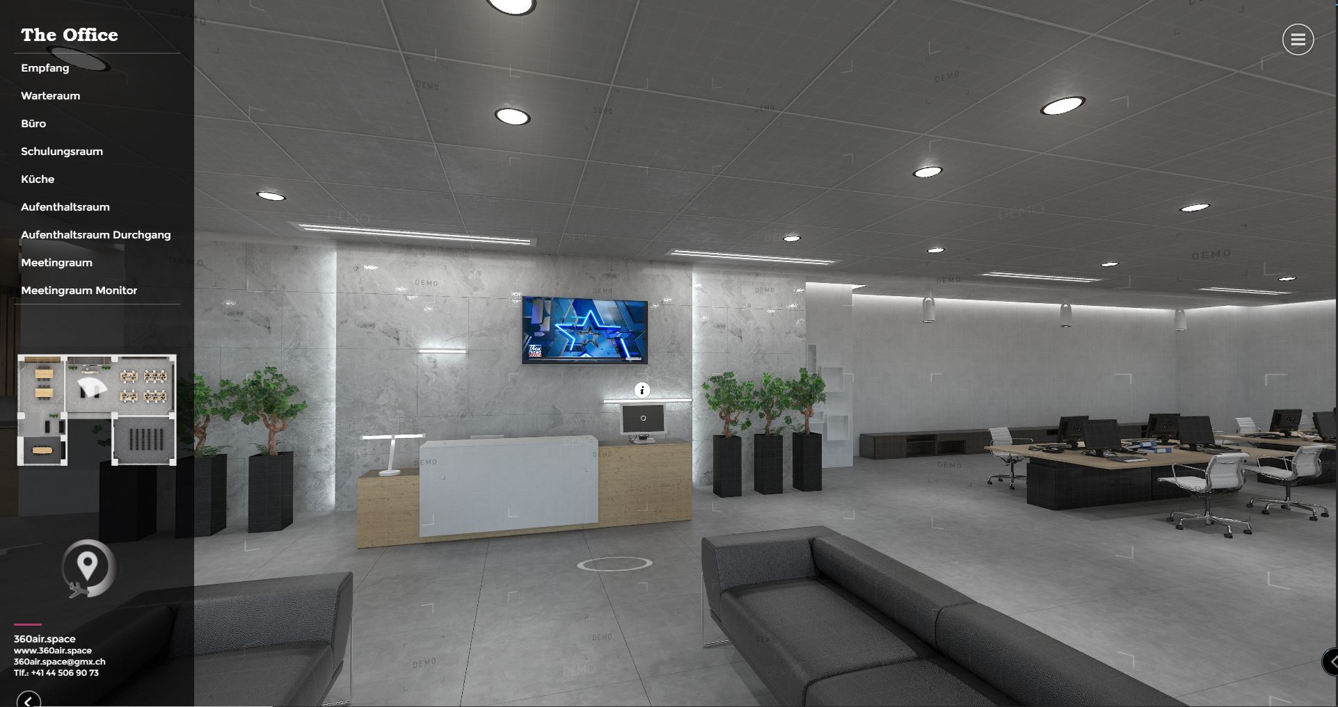 Visuelle Medieninszenierung von 360air.space