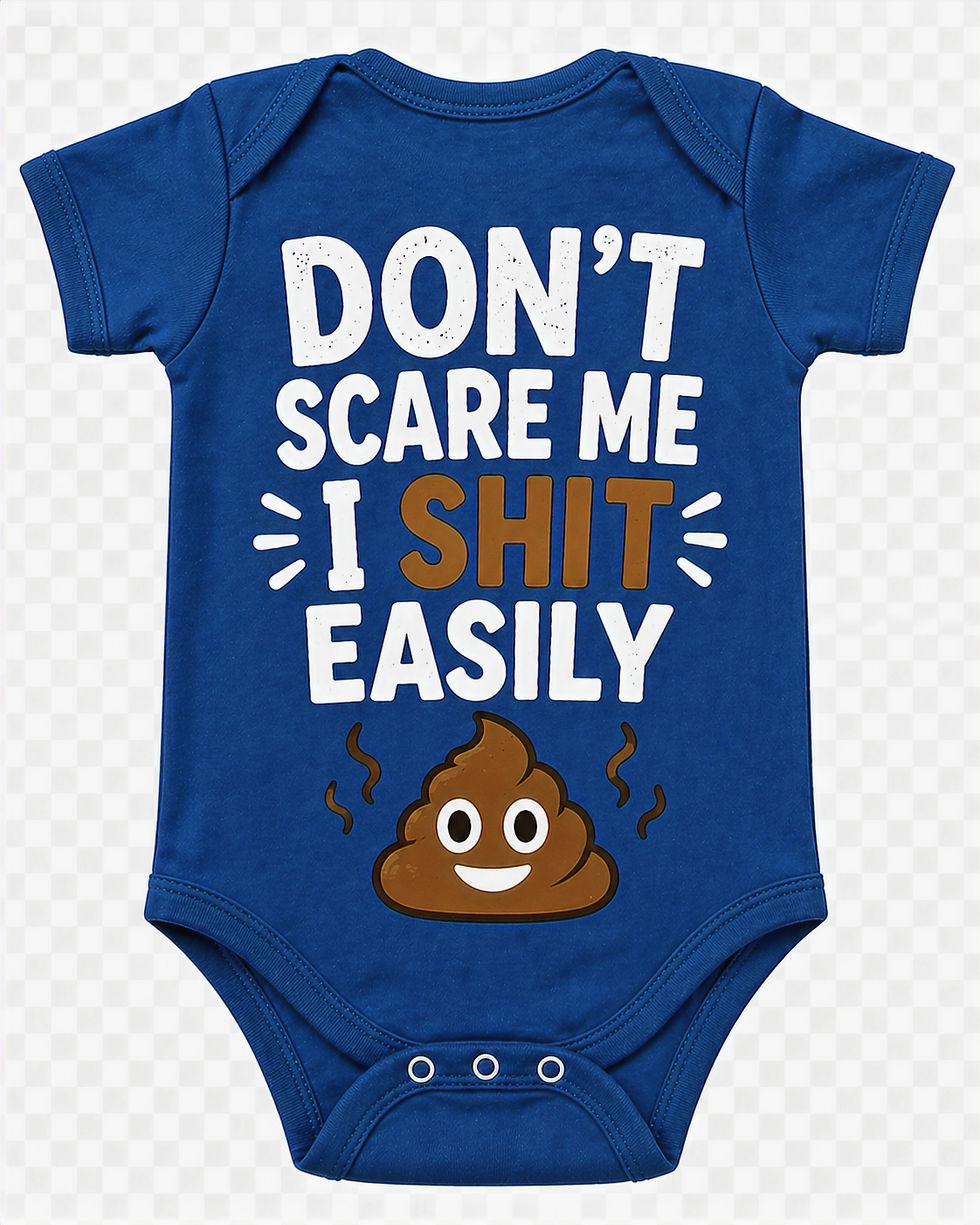 Thumbnail: Funny Baby Onesie – “Don’t Scare Me I Shit Easily” Bodysuit – Cute & Hilarious B