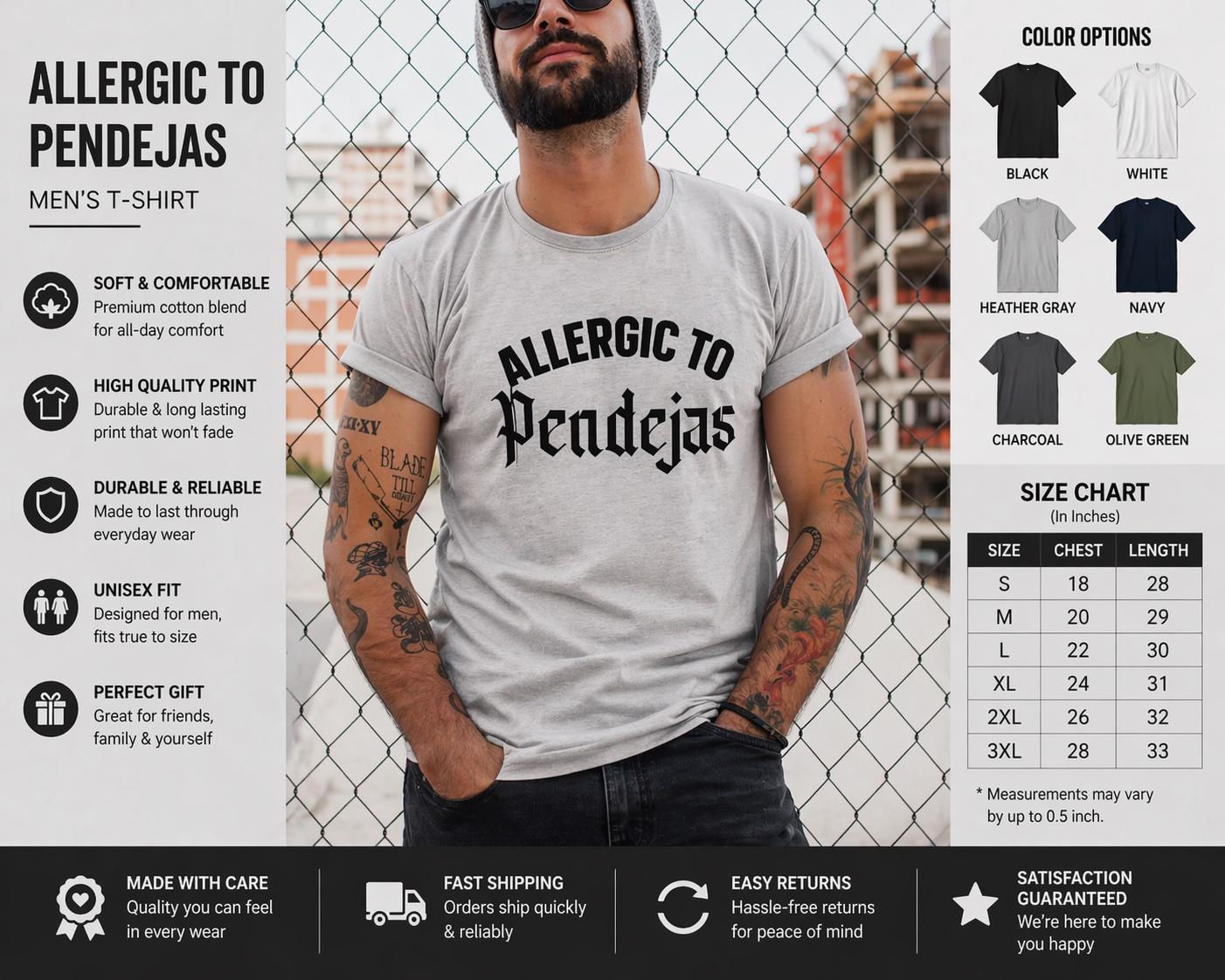 Funny Allergic to Pendejas Shirt: Sarcastic Latina Unisex Tee