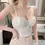 Thumbnail: Hand made Bejeweled Pearls Crop Top (White)
