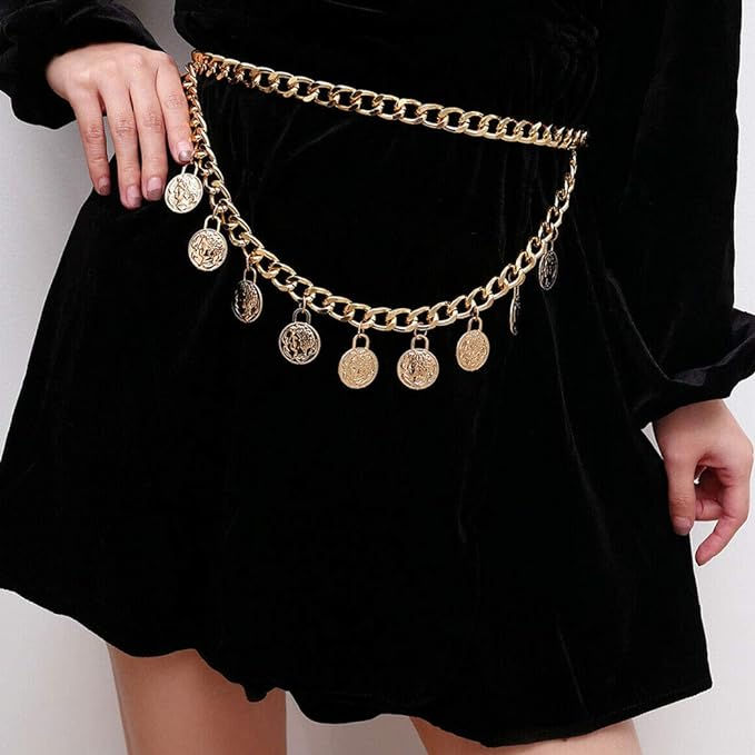 Thumbnail: Vintage coins Belly/Waist Chain Belt (Gold/Silver)