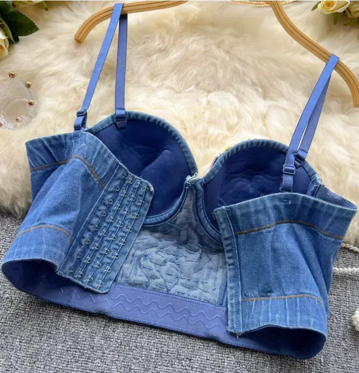 Thumbnail: Rainbow Bling (Rhinestone Studded Corset in Demin)