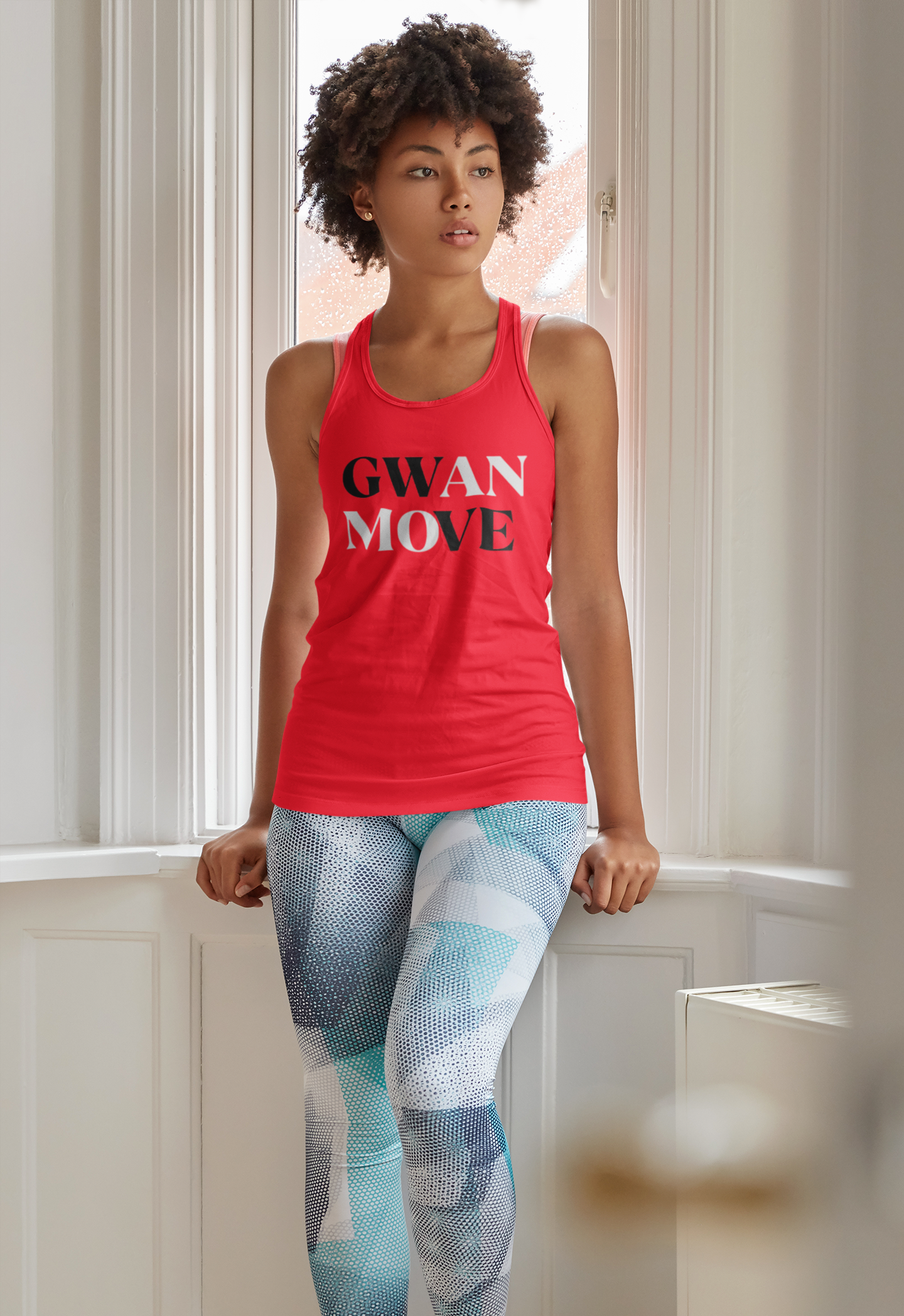 GWAN MOVE Red Rack Back Tank Top