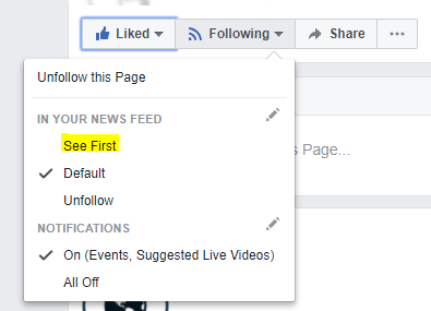 Facebook page | see first