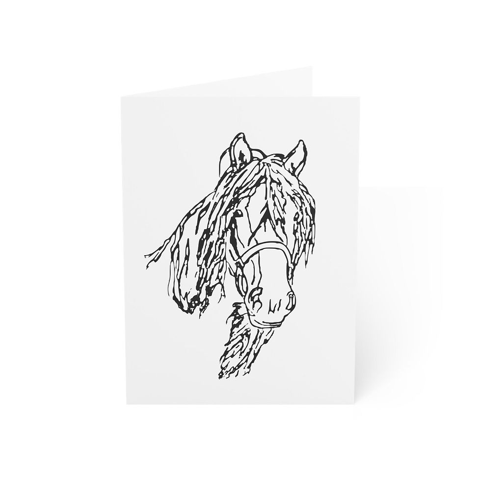 Thumbnail: Coloring Horse Greeting Cards Color Your Own Cards Stationery Handmade Greeting