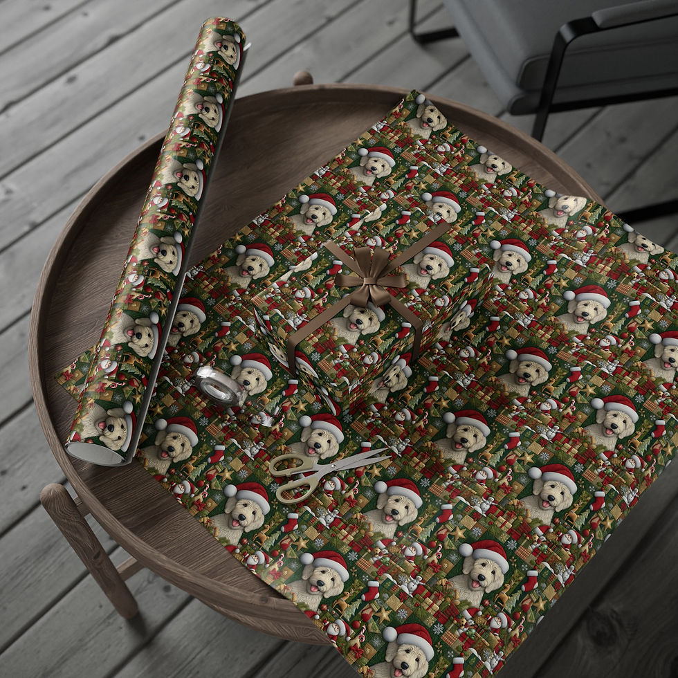 Thumbnail: A1 Quilted Doodle Wrapping Paper Gift Wrap Christmas Goldendoodle Golden Doodle