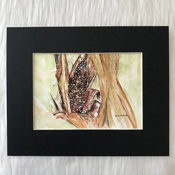 Thumbnail: Corn Stalk Original Watercolor Painting