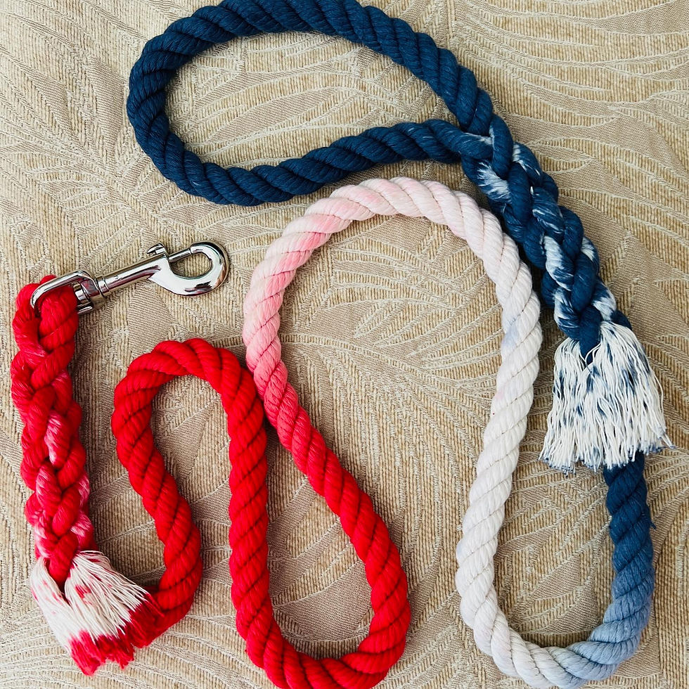 Thumbnail: Red White Blue Cotton Rope Dog Leash American Made Hand Crafted Custom Pet Leash