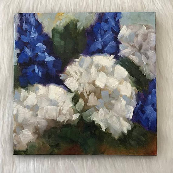 Thumbnail: Hydrangea Abstract Original Oil Painting