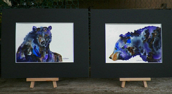 Thumbnail: Walking Bear Blue Original Painting