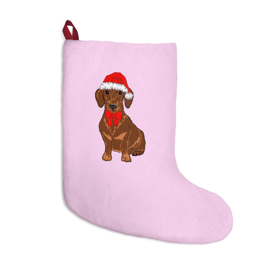 Dachshund Christmas Stocking Pink Custom Personalized  Dog Mom Doxie