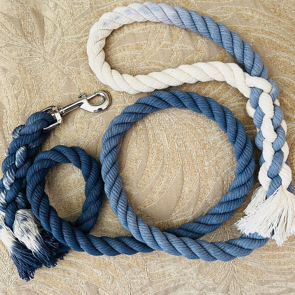 Thumbnail: Blue Cotton Rope Dog Leash American Made Hand Crafted Custom Pet Leash Dog Leash