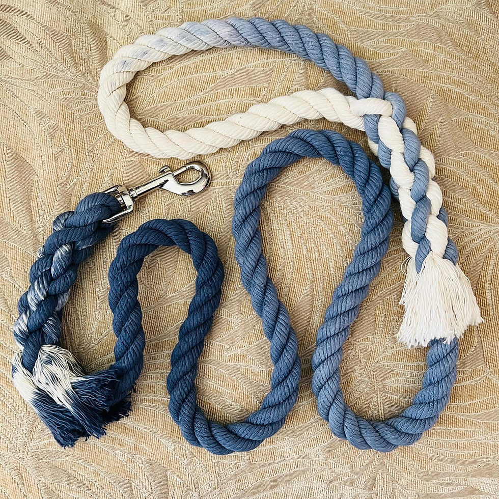 Thumbnail: Blue Cotton Rope Dog Leash American Made Hand Crafted Custom Pet Leash Dog Leash