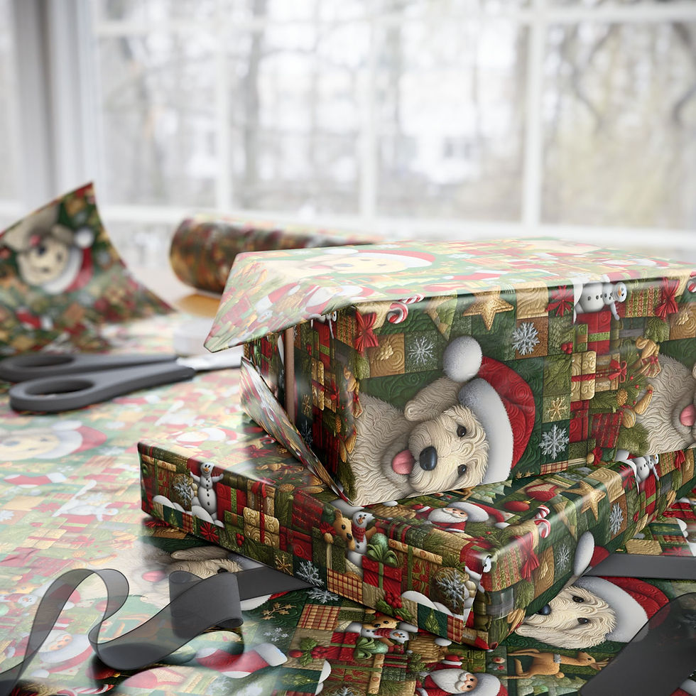 Thumbnail: A1 Quilted Doodle Wrapping Paper Gift Wrap Christmas Goldendoodle Golden Doodle
