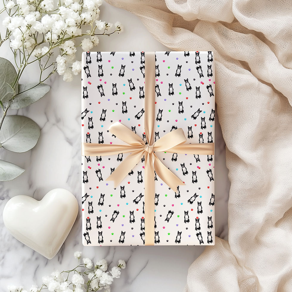 Thumbnail: Boston Terrier Wrapping Paper Gift Wrap  Dog  Birthday Party Valentines