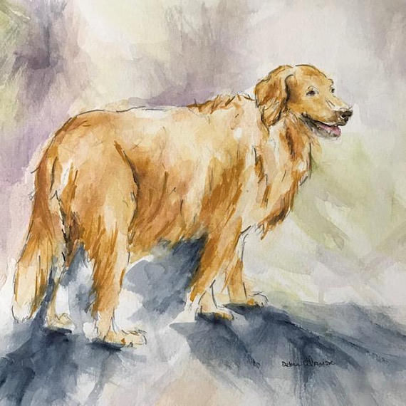 Thumbnail: Sweet Golden Retriever Original Watercolor Painting