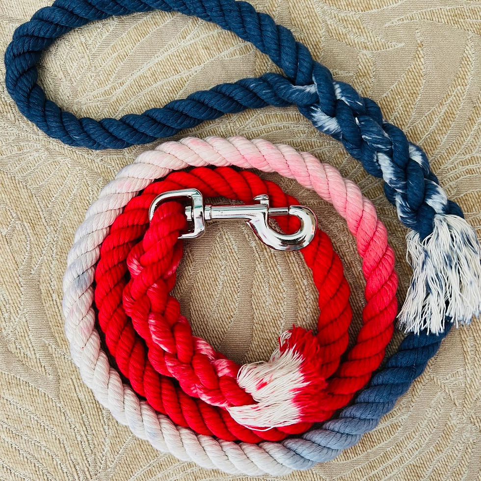 Thumbnail: Red White Blue Cotton Rope Dog Leash American Made Hand Crafted Custom Pet Leash