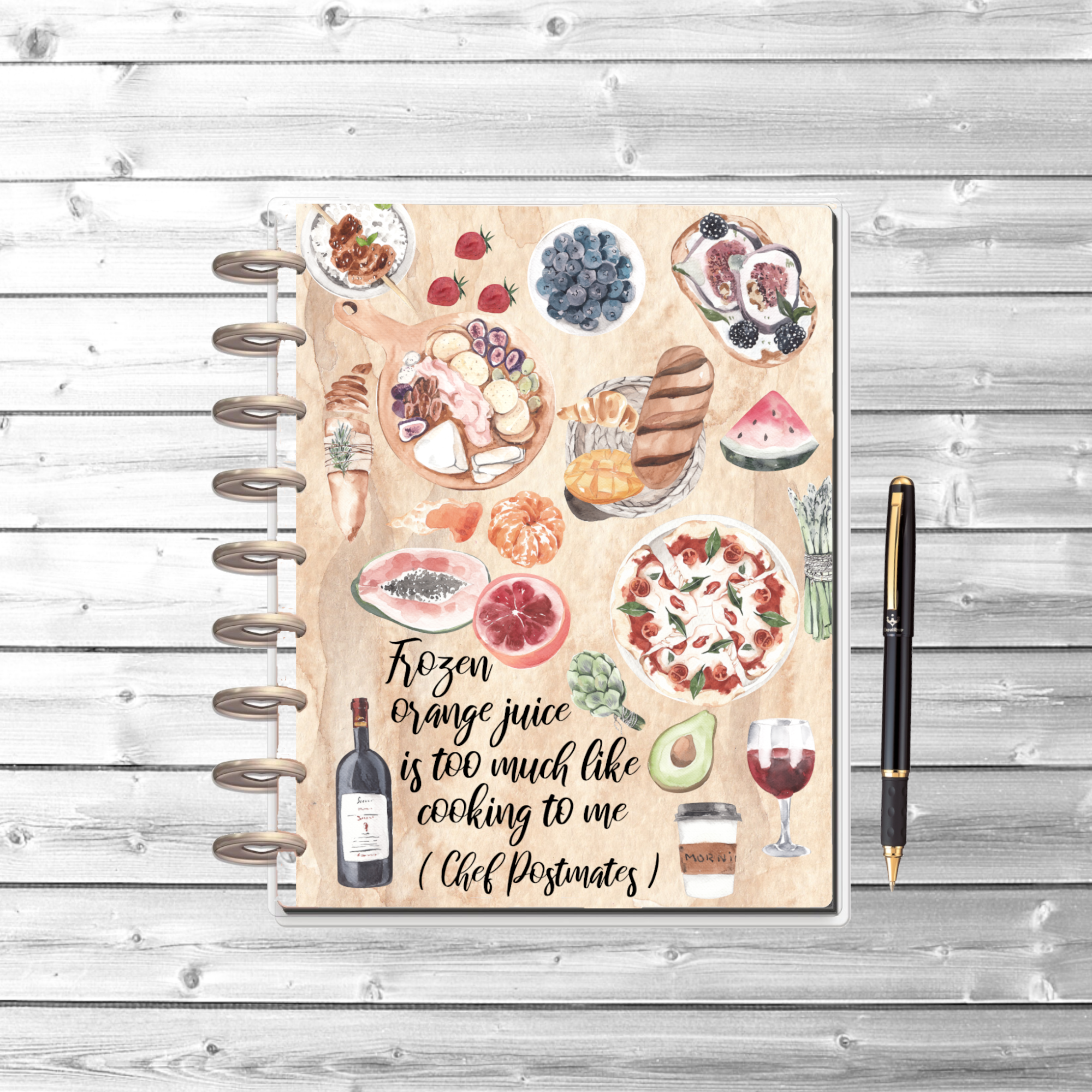 Printable Classic Happy Planner Funny Humor Food Nutrition Diet Cover Dashboard