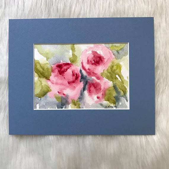 Thumbnail: Botanical Roses Original Watercolor Painting
