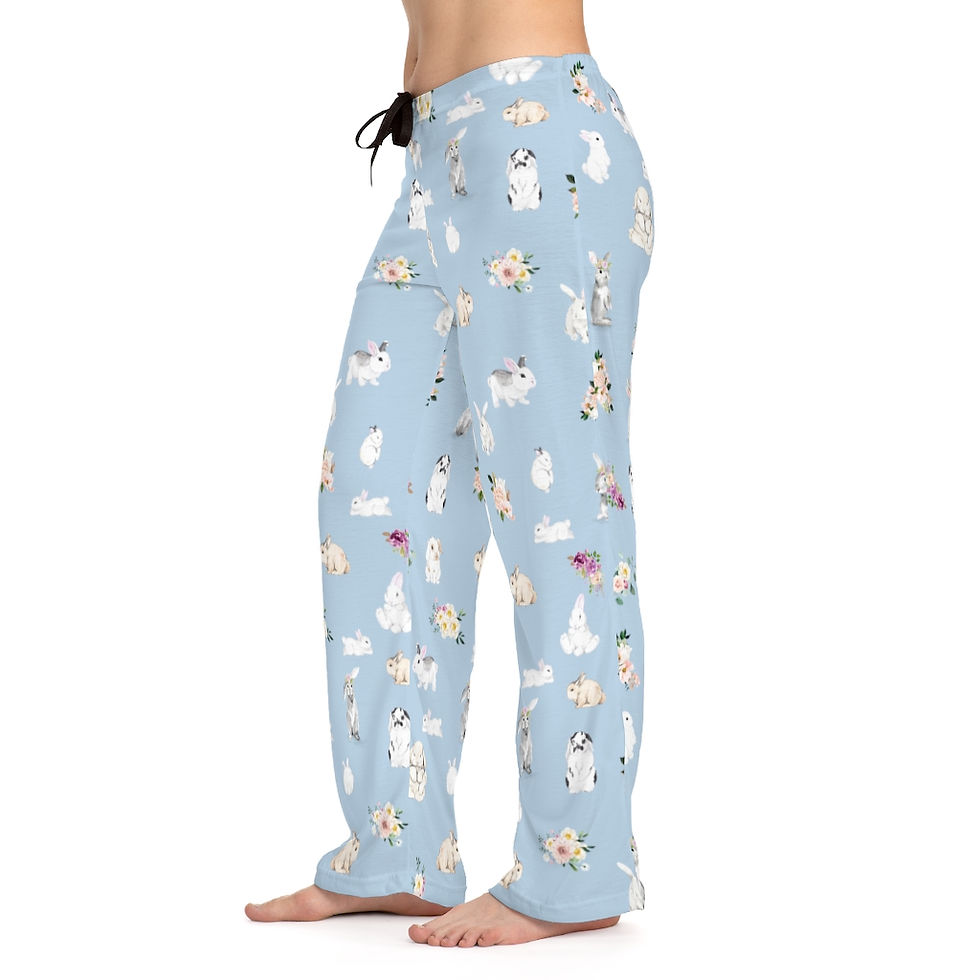 Blue Bunny Rabbit Bunnies Women's Pajama Pants Bunny Lovers