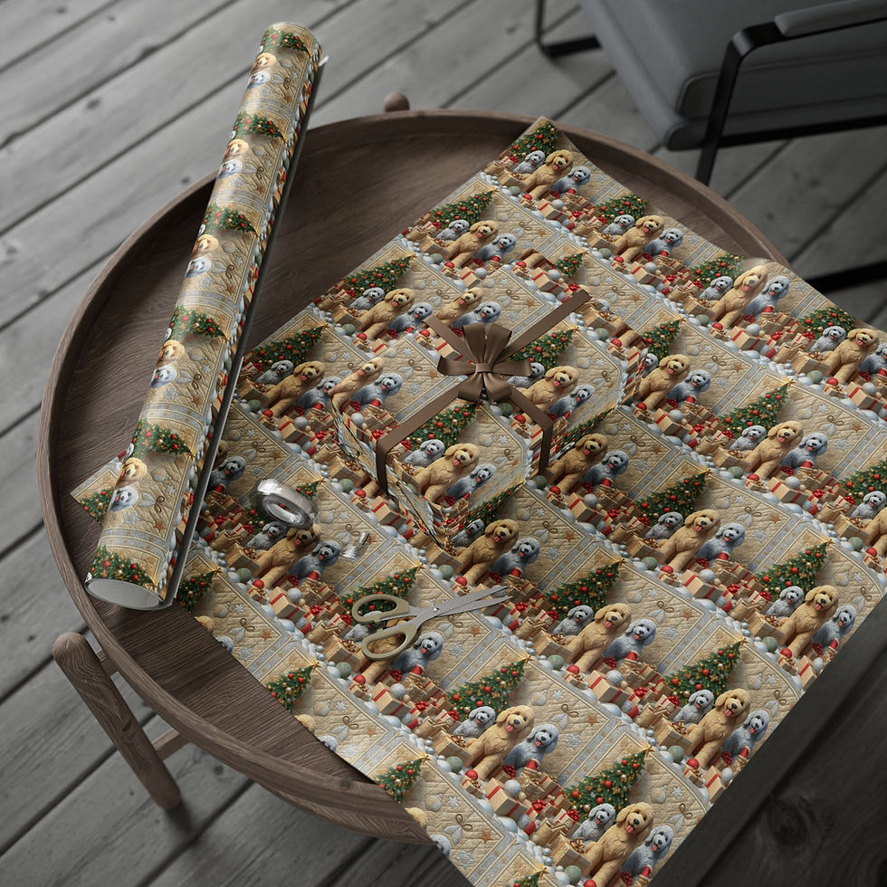 Thumbnail: A1 Quilted Doodle Wrapping Paper Gift Wrap Christmas Goldendoodle Golden Doodle
