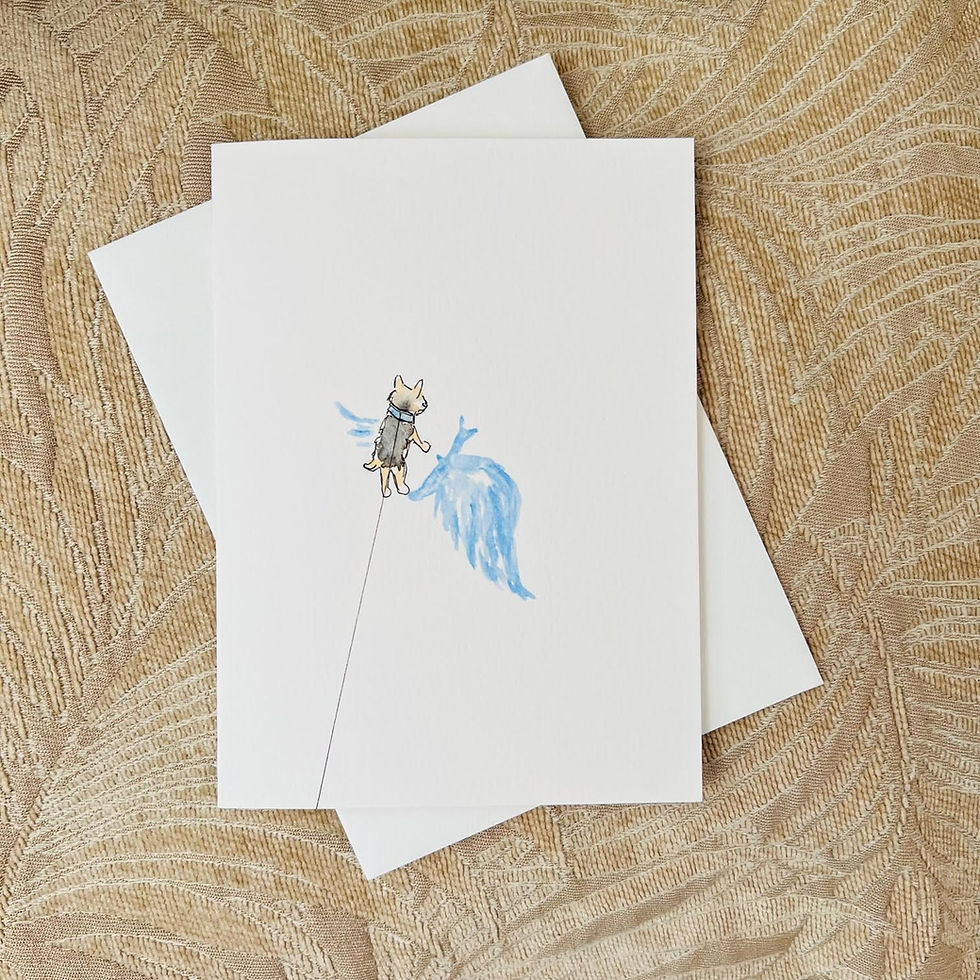 Thumbnail: Commission Pet Angel Card Original Watercolor Art