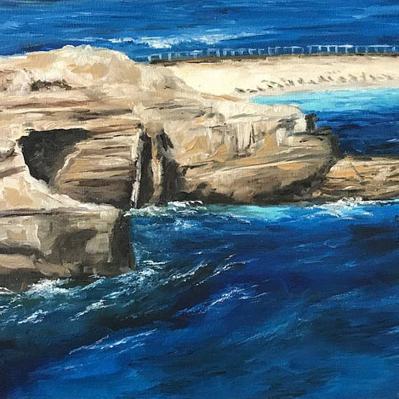 Thumbnail: La Jolla Children's Pool Original Oil Painting