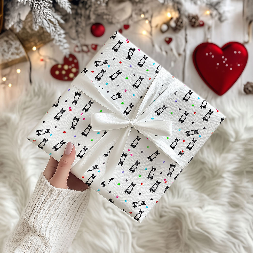 Thumbnail: Boston Terrier Wrapping Paper Gift Wrap  Dog  Birthday Party Valentines