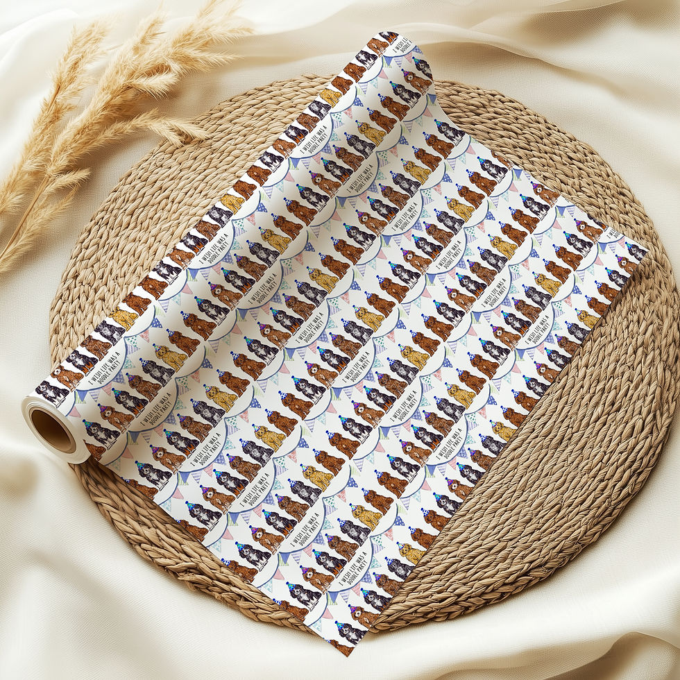 Thumbnail: Doodle Birthday Dog Wrapping Paper Birthday Party Gift Wrap Goldendoodle