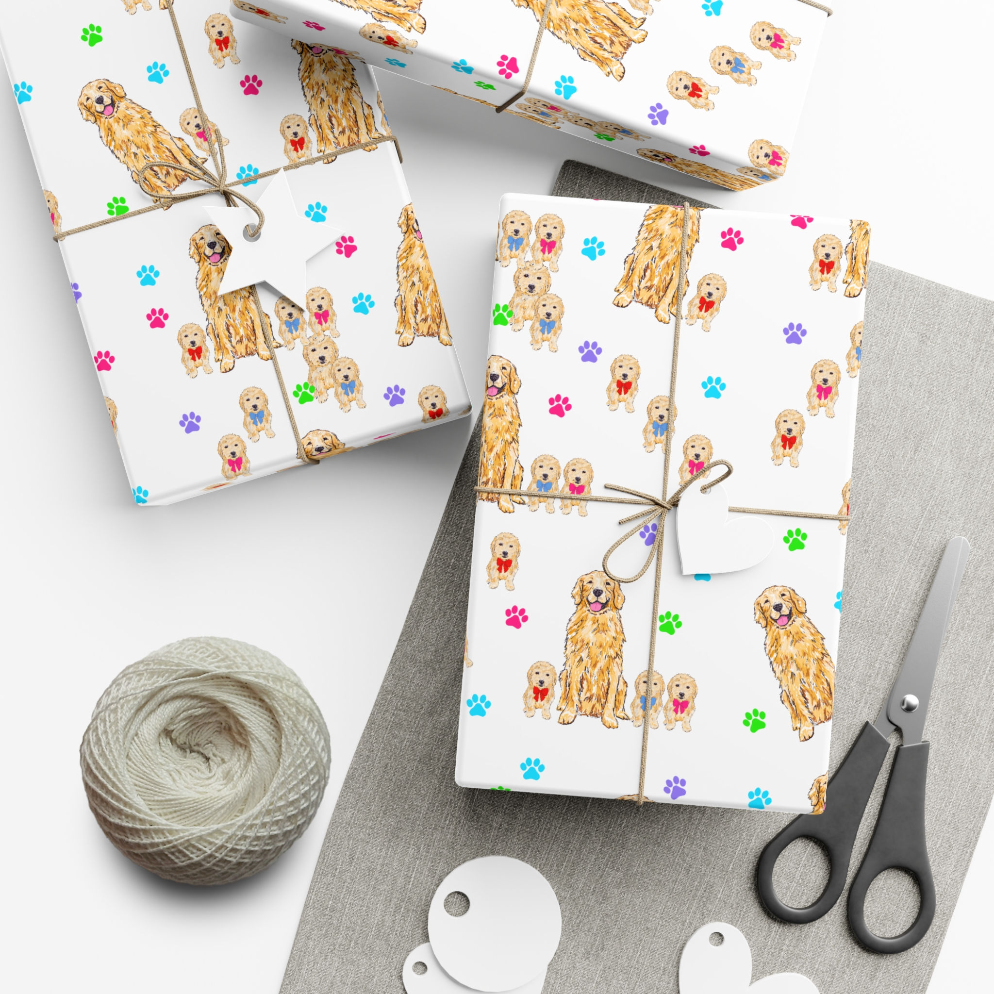 A Golden Retriever Gift Wrap Papers Custom Wrapping Paper Christmas