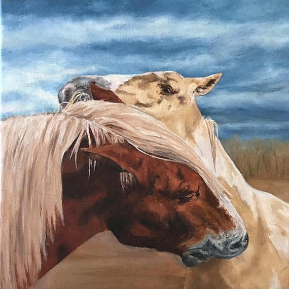 Thumbnail: Horse Embrace Original Oil Painting